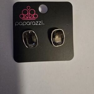 Paparazzi Smoky Faceted Oval Stud Earrings in Gray